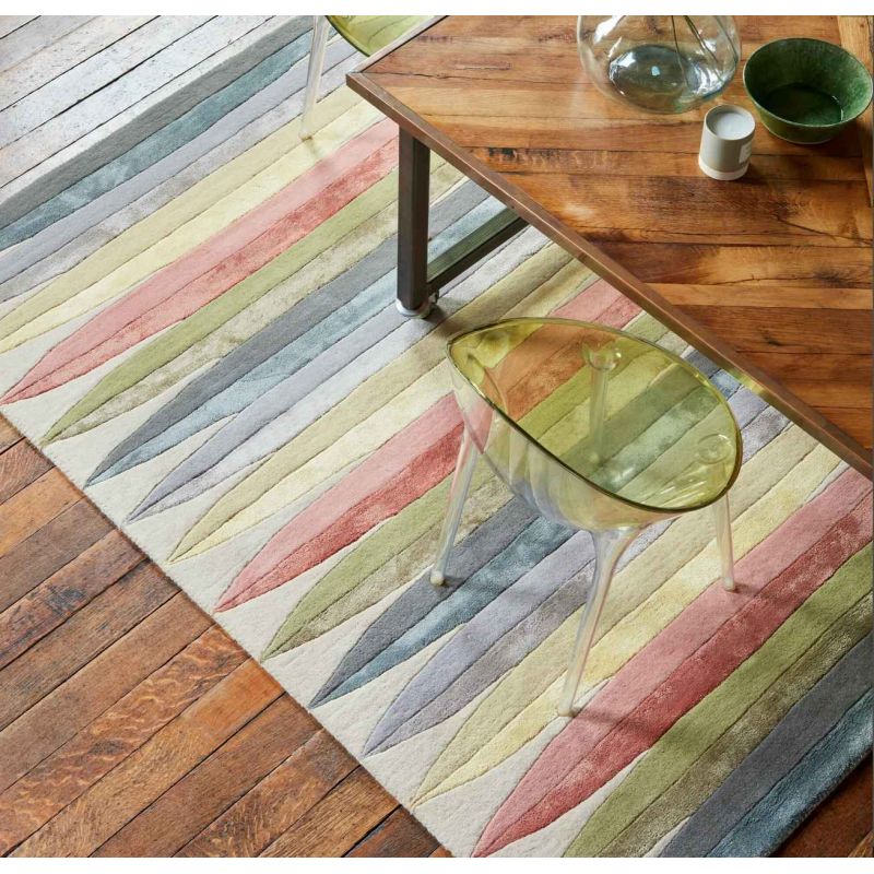 Tapis de salon en laine et viscose multicolore Padouk