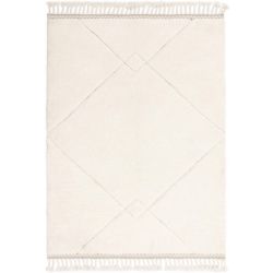 Tapis de salon epais motifs losanges berbère crème FIARA