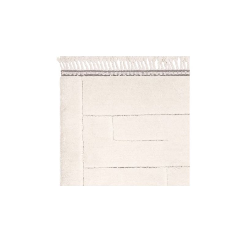 Tapis de salon epais motifs lignes berbère crème FIARA