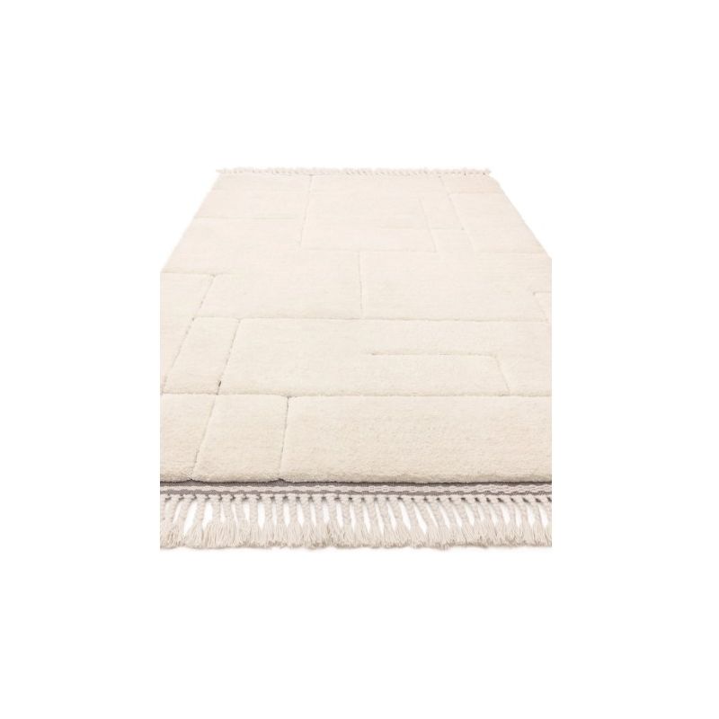 Tapis de salon epais motifs lignes berbère crème FIARA