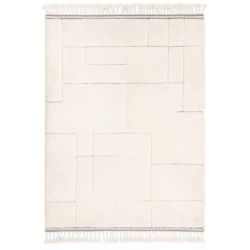 Tapis de salon epais motifs lignes berbère crème FIARA