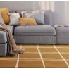 Tapis en laine moderne jaune ocre à carreaux blanc Georgia