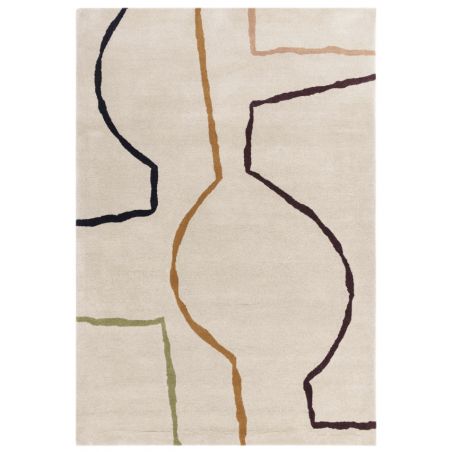 Tapis de salon contemporain pure laine lignes multicolore Oleniok