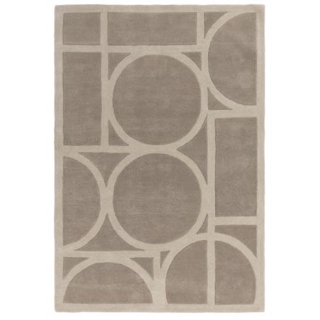 Tapis style art déco en pure laine taupe Miramar