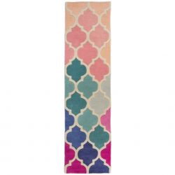 Tapis de couloir Rosella rose et bleu