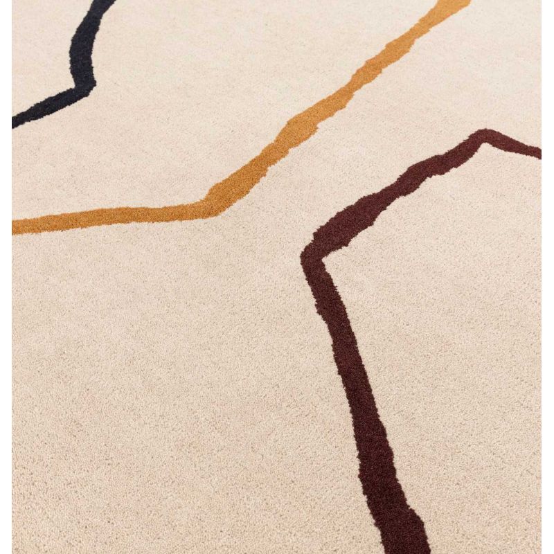 Tapis de salon contemporain pure laine lignes multicolore Oleniok
