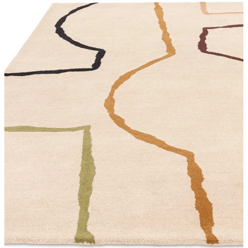 Tapis de salon contemporain pure laine lignes multicolore Oleniok