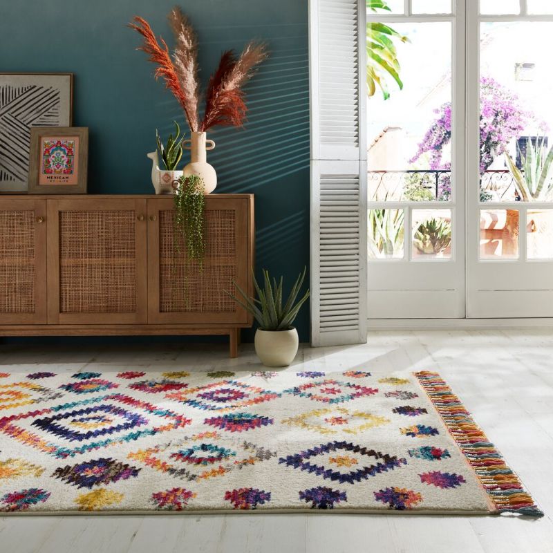Tapis coloré motifs berbères Menara Bohemia