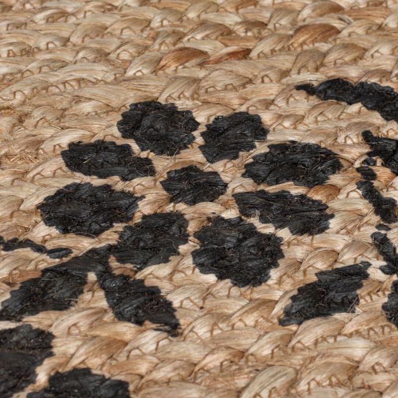 Tapis de couloir en jute naturel motifs noirs MAISIE