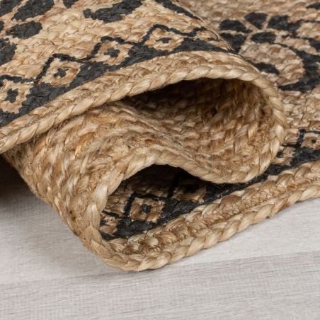 Tapis de couloir en jute naturel motifs noirs MAISIE Tapis de couloir en jute naturel motifs noirs MAISIE