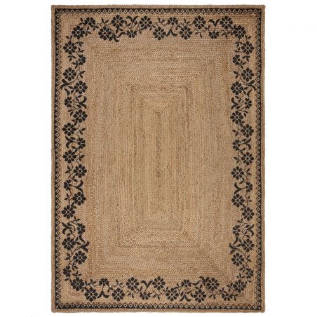 Tapis de couloir en jute naturel motifs noirs MAISIE Tapis de couloir en jute naturel motifs noirs MAISIE