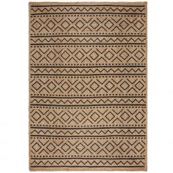 Tapis en jute naturel motifs noirs Luis