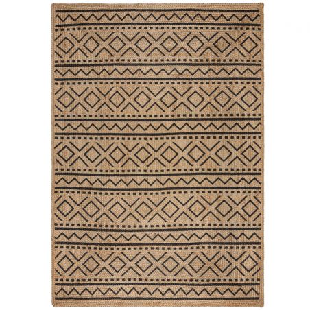 Tapis en jute naturel motifs noirs Luis