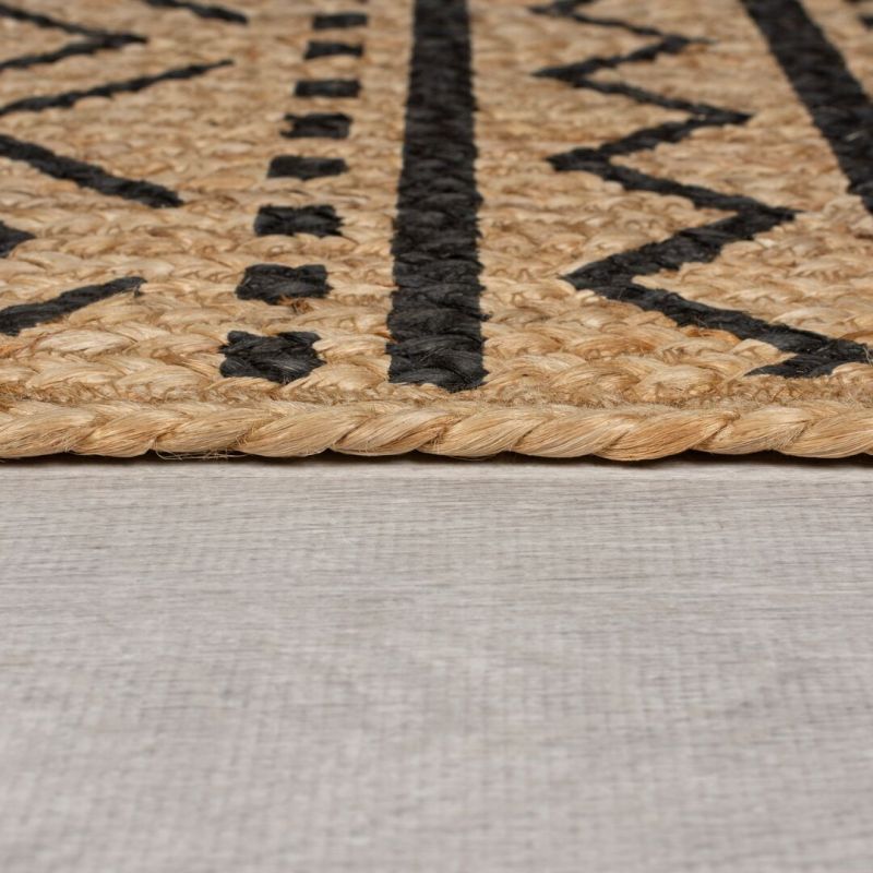 Tapis en jute naturel motifs noirs Luis