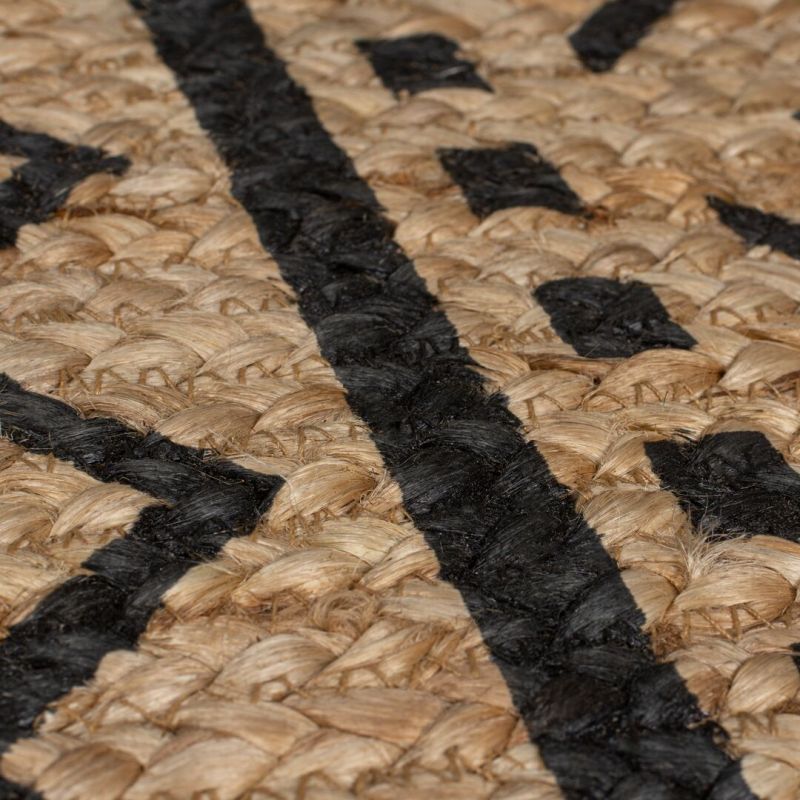 Tapis en jute naturel motifs noirs Luis