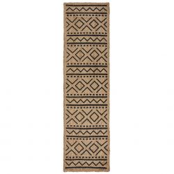 Tapis en jute naturel motifs noirs Luis