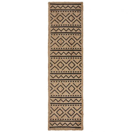 Tapis en jute naturel motifs noirs Luis