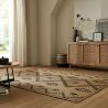 Tapis en jute naturel motifs geometriques noirs Rowen