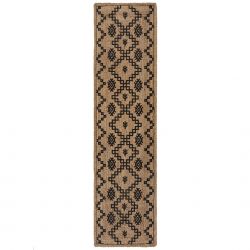 Tapis en jute naturel motifs geometriques noirs Rowen