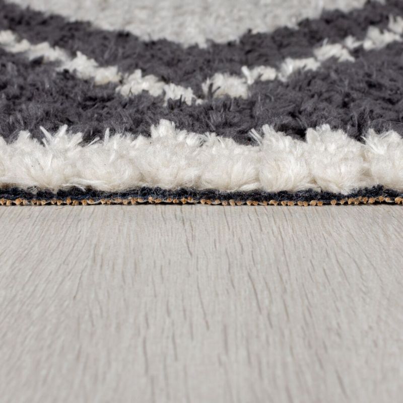 Tapis doux motifs berbères gris et blanc Zaid épaisseur