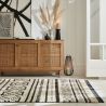 Tapis doux motifs berbères noirs sur fond blanc Sabri 