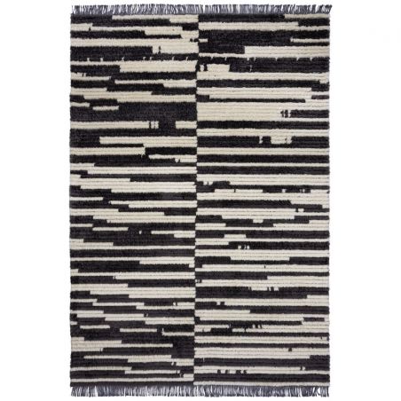 Tapis doux motifs géométriques noirs et blancs Lina