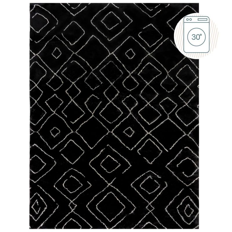 Tapis motifs losanges berbere noir Imran