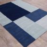 Tapis de salon moderne en Laine bleu Patch