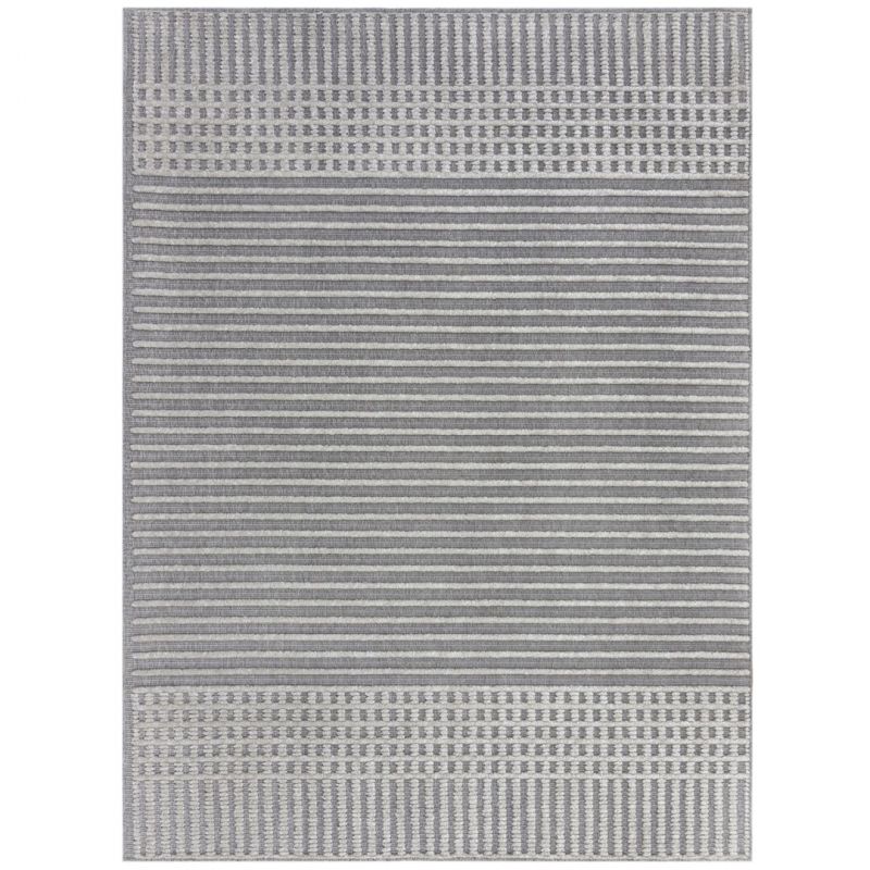 Tapis moderne relief lavable machine gris Elton