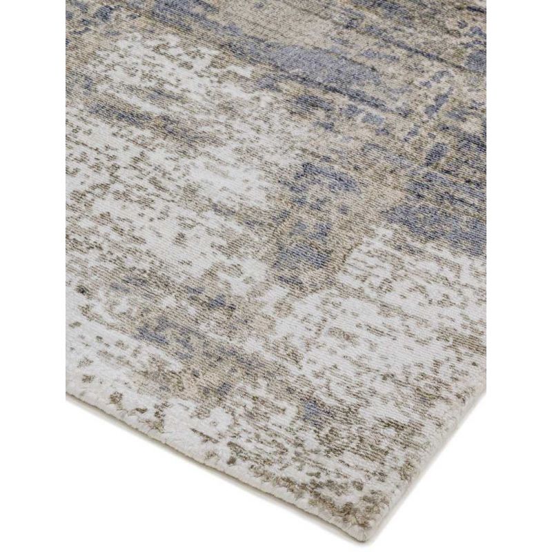 Tapis de salon moderneviscose tissé main Bercy gris