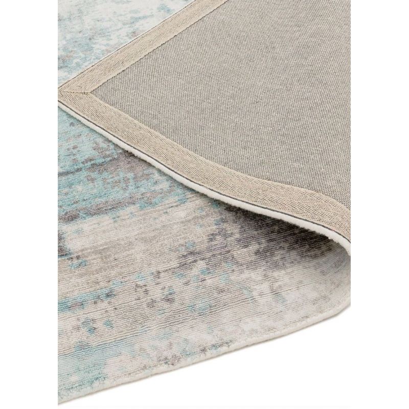 Tapis de salon moderneviscose tissé main azur Bercy