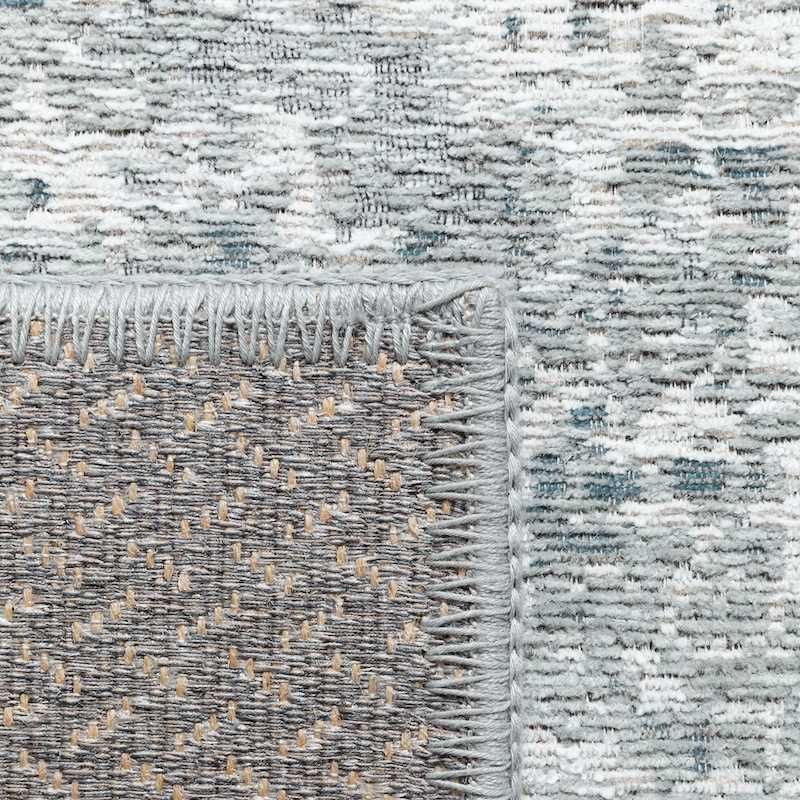 Tapis en laine et coton chenille bleu chiné Kano