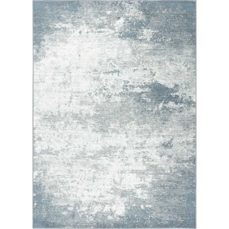 Tapis en laine et coton chenille bleu chiné Kano