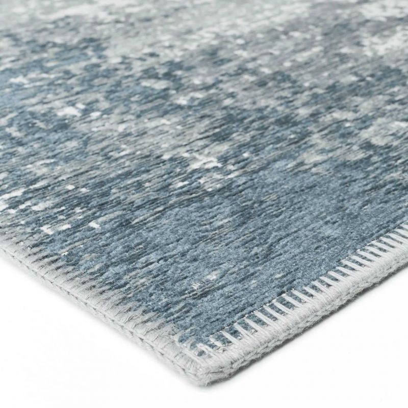 Tapis en laine et coton chenille bleu chiné Kano