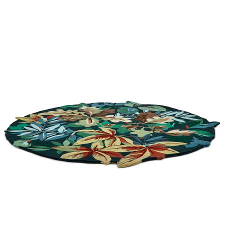 Tapis rond en laine forme organique feuillage débordant vert Robin's wood Tapis rond en laine forme organique feuillage débordant vert Robin's wood