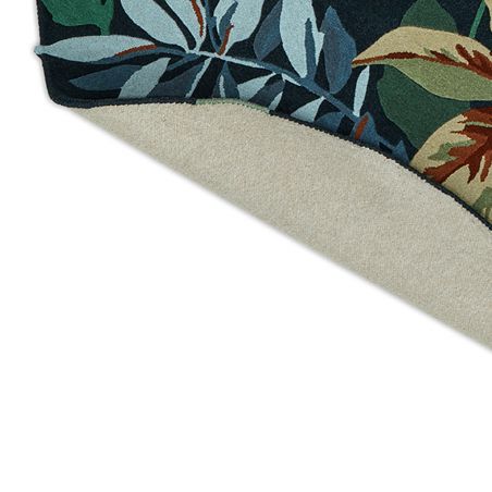 Tapis rond en laine forme organique feuillage débordant vert Robin's wood Tapis rond en laine forme organique feuillage débordant vert Robin's wood