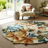 Tapis rond en laine forme organique feuillage débordantmarron Robin's Wood