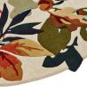 Tapis rond en laine forme organique feuillage débordantmarron Robin's Wood