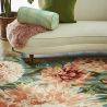 Tapis haut de gamme fleuri en pure laine Coral Dahlia
