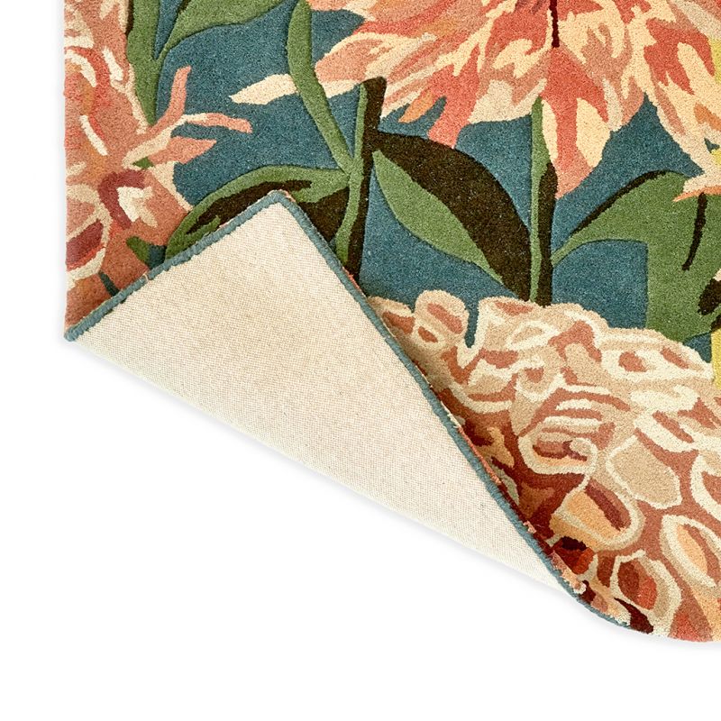 Tapis haut de gamme fleuri en pure laine Coral Dahlia