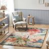 Tapis haut de gamme fleuri en pure laine Bleu Dahlia Rosehip