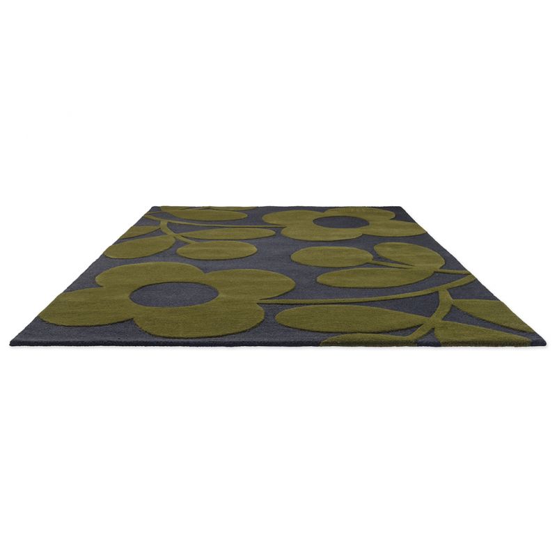 Tapis en laine fleurs vertes Sprig Stem Marine