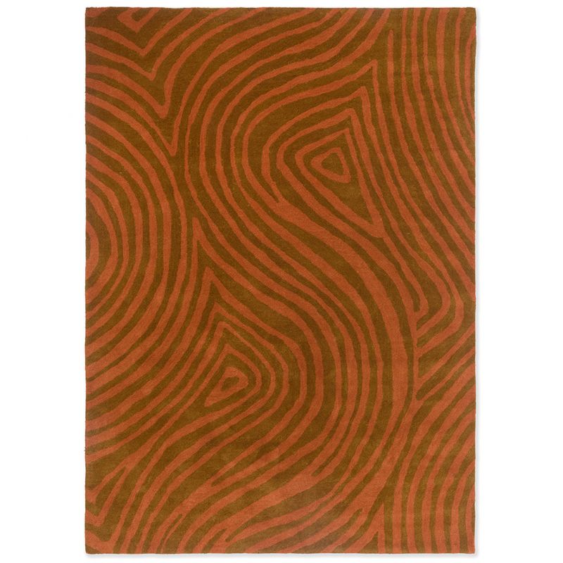 Tapis moderne haut de gamme en pure laine Decor Groove Orange