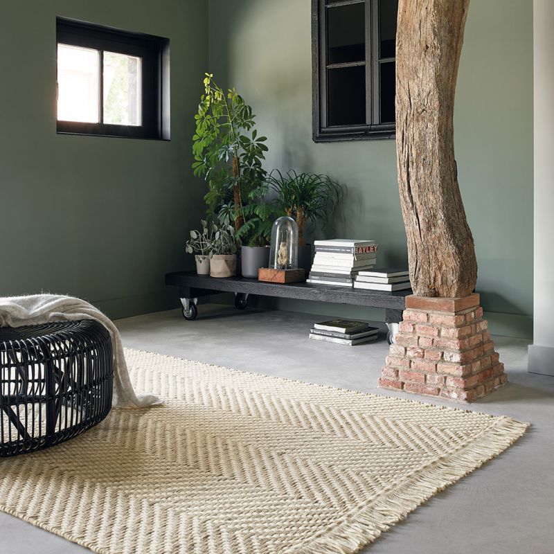 Tapis de salon haut de gamme pure laine beige Atelier Twill