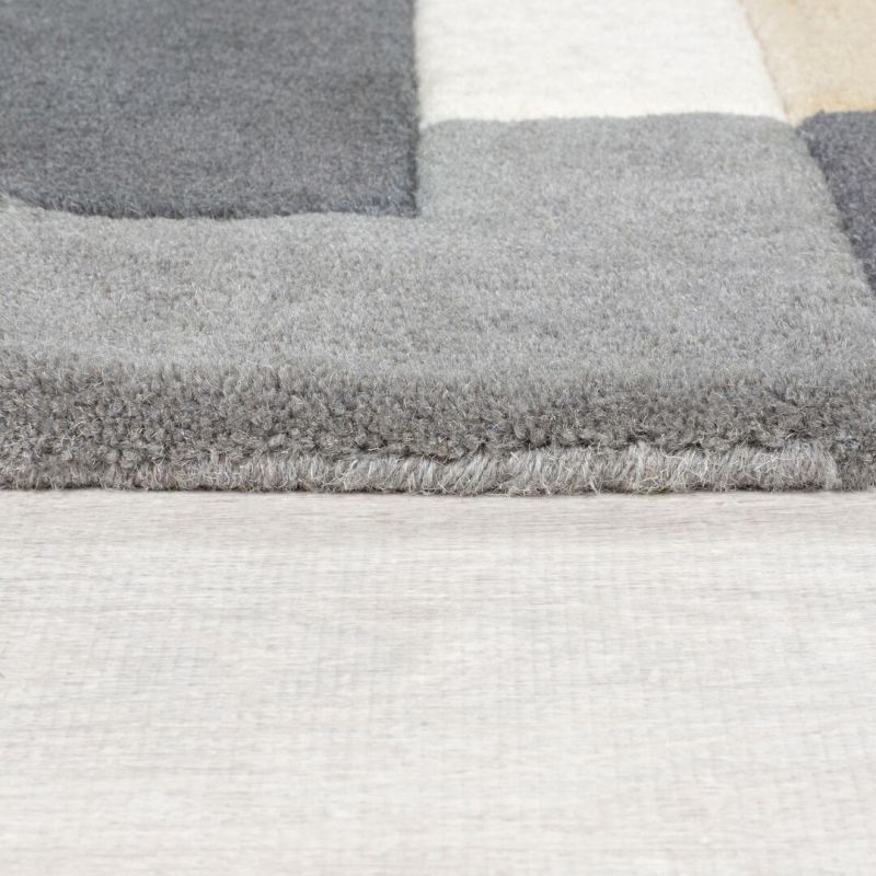 Tapis de couloir déstructuré en laine noir blanc gris Collage