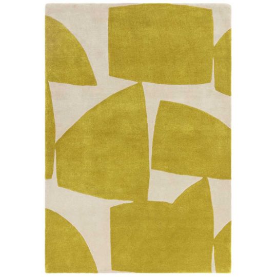 Tapis contemporain tuftŽ main en polypropylne recyclŽ jaune Richmond