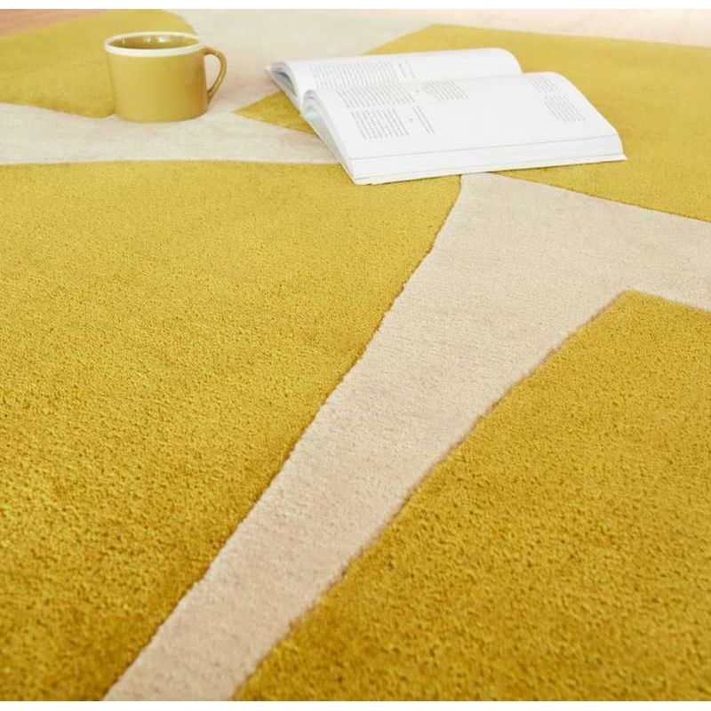 Tapis contemporain tufté main en polypropylène recyclé jaune Richmond