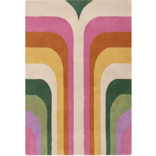 Tapis contemporain tuftŽ main en polypropylne recyclŽ rŽtro rose Rivoli