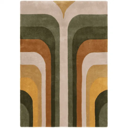 Tapis contemporain tuftŽ main en polypropylne recyclŽ rŽtro vert Rivoli