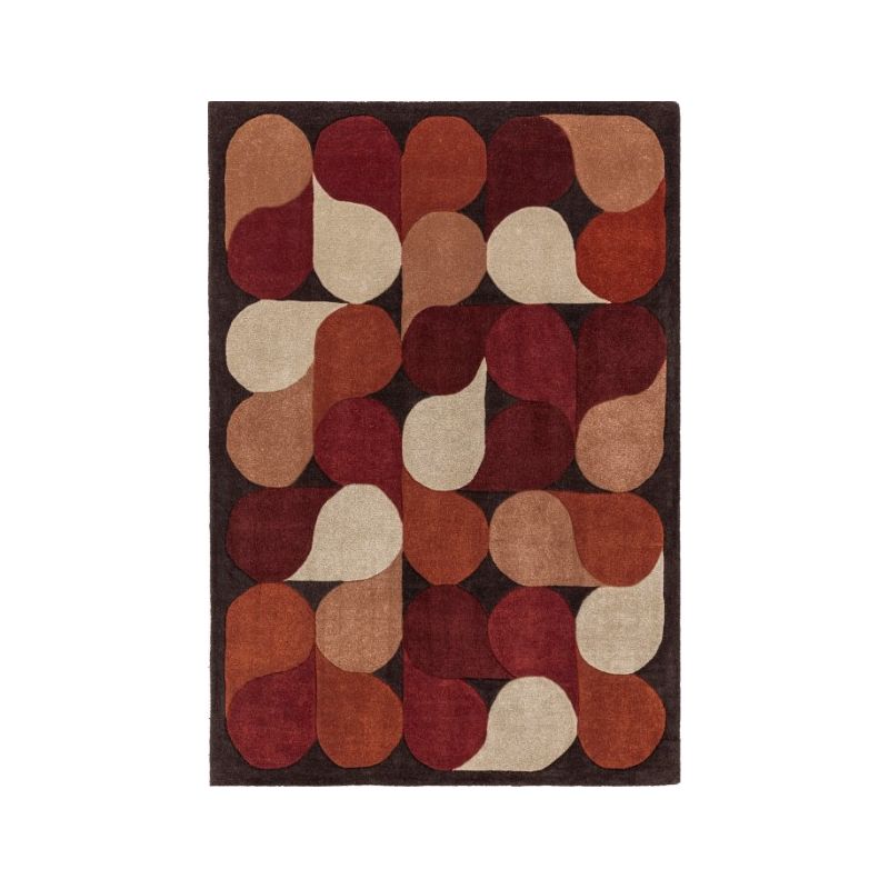 Tapis moderne tufté main en polypropylène recyclé Bordeaux Terracotta Recife